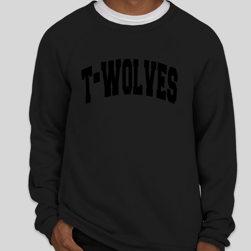 T-WOLVES Black on Black  Sweatshirt Bella + Canvas Ultra Soft Crewneck Sweatshirt Main Image